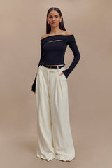 Briah Cut Out Modal Long Sleeve Top - Black