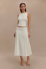 Brigette Boat Neck Longline Top - Ivory