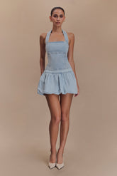 Genia Denim Bubble Mini Skirt - Light Blue