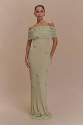 Brynn Orchid Knit Maxi Dress - Pastel Green