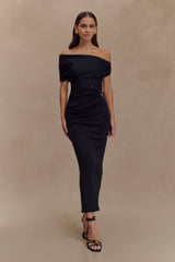 Kendra Scuba Jersey Midi Dress With Hardware - Black