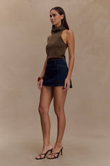 Fallon Denim Micro Mini Skort - Indigo Blue