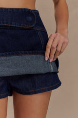 Fallon Denim Micro Mini Skort - Indigo Blue