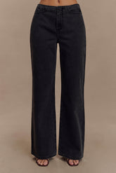 Caitlin Mid Rise Denim Jeans - Washed Black