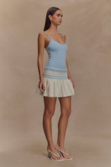 Ellison Contrast Knit Mini Dress - Blue/White
