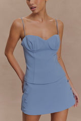 Jaime Spaghetti Strap Suiting Top - Ocean Blue