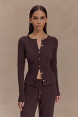Reese Fitted Knit Cardigan - Dark Chocolate