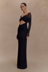 Rafaella Slinky And Mesh Maxi Dress - Black