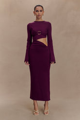 Azariah Long Sleeve Knit Midi Dress - Plum