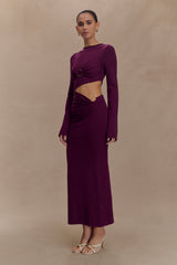 Azariah Long Sleeve Knit Midi Dress - Plum