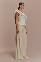 Debbie One Shoulder Bubble Top - White