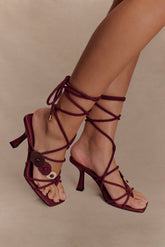 Ezekiel Strappy Sandal Heel - Wine