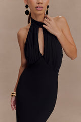 Mierah Halter Midi Dress - Black