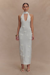 Wynn Floral Knit Midi Dress - White