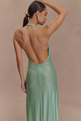 Genie Diamante Halter Midi Dress - Mint
