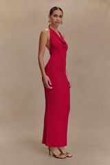 Ayella Cowl Knit Maxi Dress - Raspberry