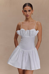 Janis Cotton Frill Mini Dress - White
