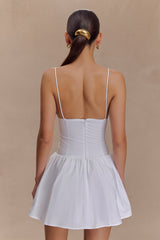 Janis Cotton Frill Mini Dress - White