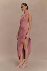 Virginia Suiting Embroidered Midi Dress - Burnt Rose