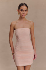 Jianna Strapless Mesh Mini Dress - Powder Pink