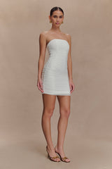 Jianna Strapless Mesh Mini Dress - White