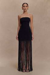 Koah Fringe Bandage Knit Maxi Dress - Black