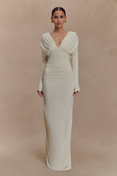Hayden Long Sleeve Plunge Maxi Dress - Ivory