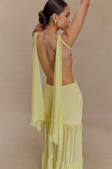 Haille Knit Chiffon Maxi Dress - Lemon