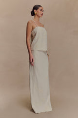 Casey Linen Embroidered Maxi Skirt - Natural