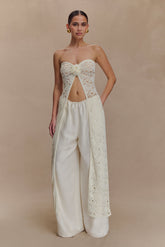 Aeline Strapless Crochet Knit Top - Ivory