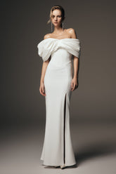 Aphrodite Off Shoulder Crepe Gown - Ivory