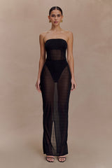 Aoife Strapless Mesh Bodysuit - Black
