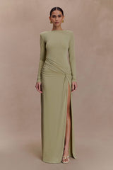 Deanna Long Sleeve Gathered Maxi Dress - Sage