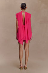 Giulia Chiffon Draped Mini Dress - Raspberry
