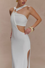 Lottie Slinky Maxi Dress With Split - White