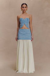 Tully Chiffon Denim Maxi Skirt - 80'S Blue