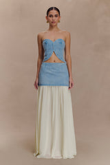 Tully Strapless Topstitch Denim Top - 80'S Blue