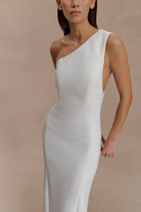 Milena One Shoulder Crepe Maxi Dress - White