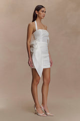 Claudine Taffeta Floral Mini Dress - White