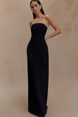 Kalila Strapless Crepe Maxi Dress - Black