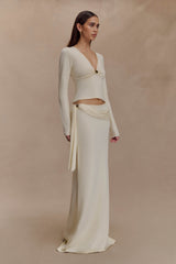 Miraby Front Ruched Knit Long Sleeve Top - Ivory