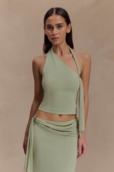 Xanthia Knit Halter Top - Pastel Green