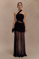 Vashti Cut Out Mesh Maxi Dress - Black