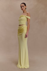 Irene Gathered Knit Maxi Skirt - Lemon