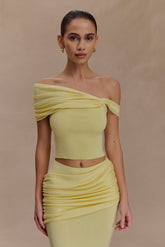 Irene Gathered Knit Top - Lemon