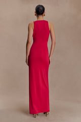 Stella Draped Slinky Maxi Dress - Fuchsia Pink
