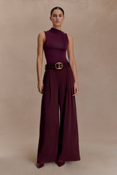 Hadleigh Sleeveless Slinky Top - Burgundy