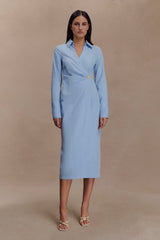 Mikaila Asymmetric Shirt Dress - Blue