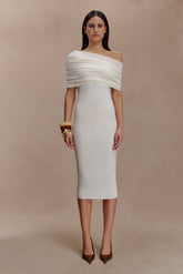 Zandie Cashmere Blend Knit Midi Dress - Ivory