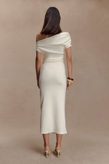 Kendra Scuba Jersey Midi Dress With Hardware - Ivory